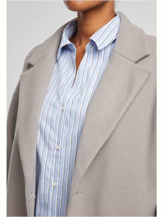 Women's Striped Long Sleeve Shirt Powder Blue, White