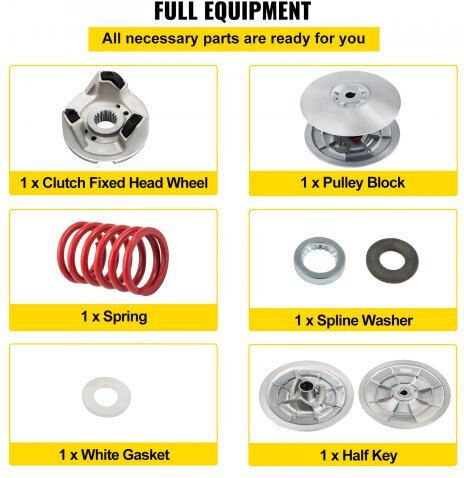 Vevor Golf Cart Secondary Driven Power Clutch Kit Metal Surface Drive Clutch 1985-2007 Driven Clutch Kit Compatible Yamaha Low End G2-G28 Golf Cart Spring