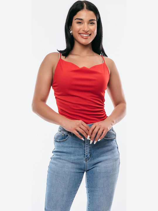 Body Drapat Roșu Albastru Deschis One Size