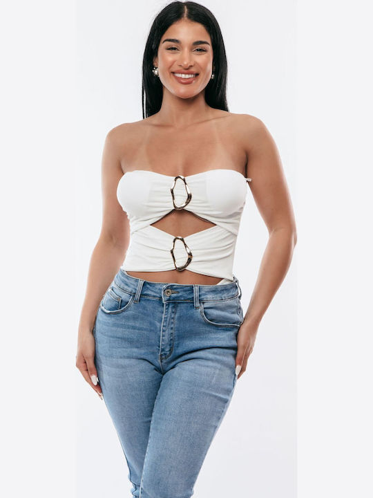 Bodysuit Gold Ring White One Size