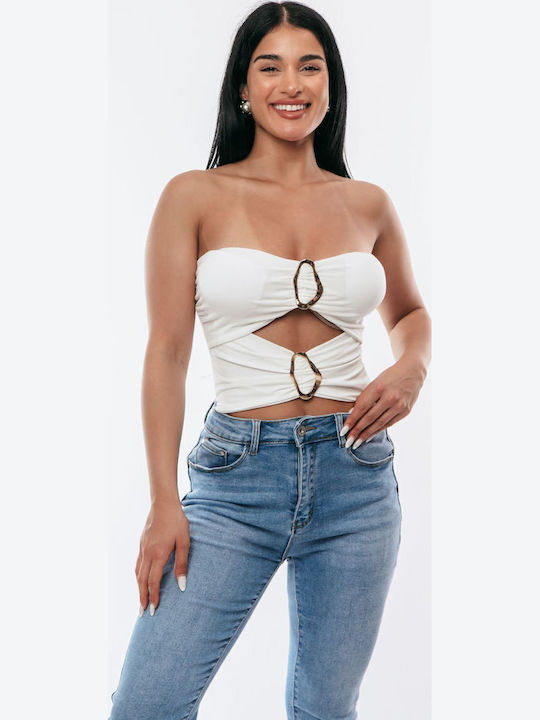 Bodysuit Gold Ring White One Size