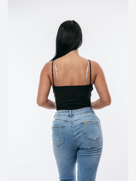Damen-Bodysuit Drapé Schwarz Einheitsgröße