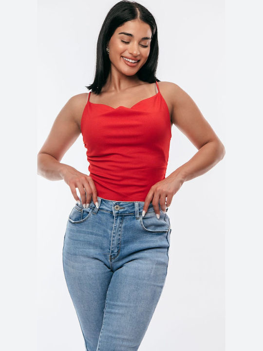 Body Drapat Roșu Albastru Deschis One Size