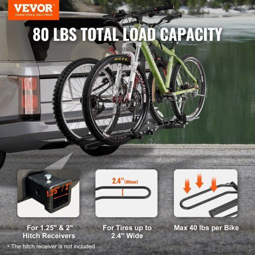Vevor Car Bike Tow Hitch Rack for 2 Bikes