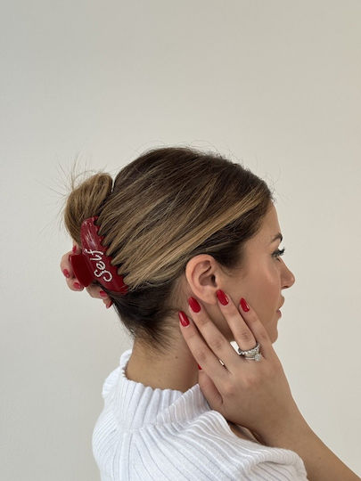 Hey Beauty Big Crystal Self Love In Glossy Red Κόκκινο Κλάμερ