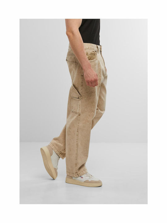 Ανδρικό Παντελόνι Τζιν με Loose Straight Εφαρμογή Sand