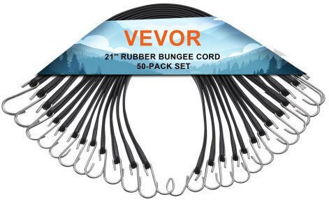 Vevor 50 Pcs Flat Bungee Cord Set 19.8 Mm Heavy Duty Bungee Straps S-hook