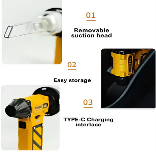 F015 Car Handheld Vacuum & Blower 2 in 1 Rechargeable 12V White