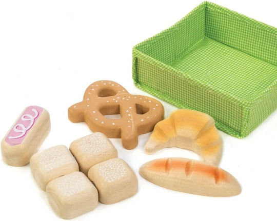 Tender Leaf Toys Coș Din Nuiele Cu Pâine Și Croissant Din Lemn Pentru 3+ Ani