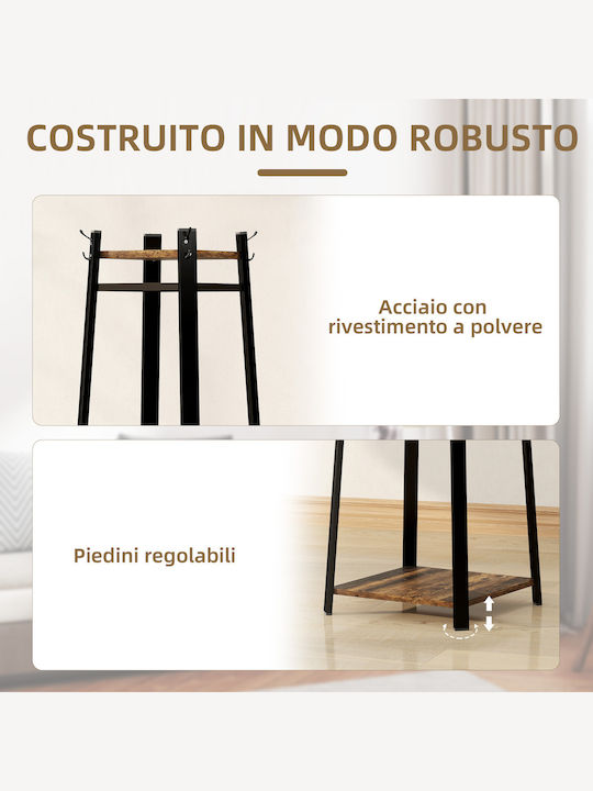 HomCom Καλόγερος Μεταλλικός Καφέ / Μαύρος 34x34x170cm