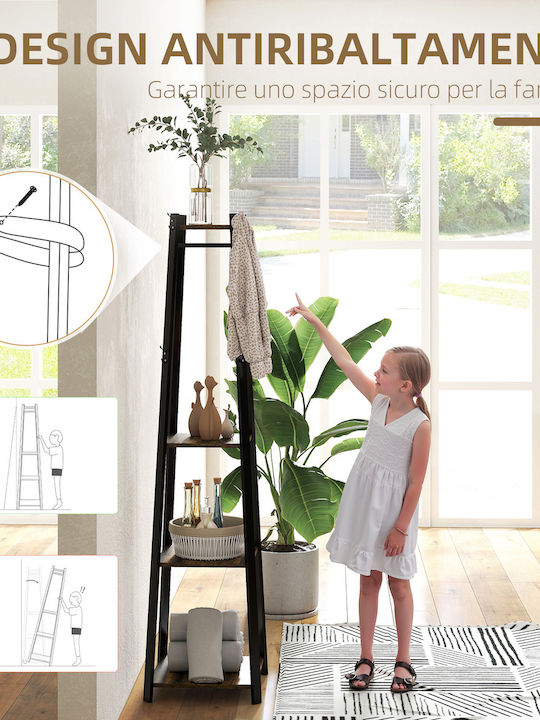 HomCom Καλόγερος Μεταλλικός Καφέ / Μαύρος 34x34x170cm
