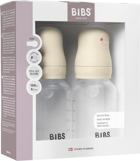 Bibs Set Plastic Baby Bottles Anti-Colic with Silicone Teat for 0+ Months 150ml 2 Pieces