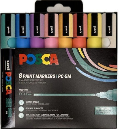 Posca PC-5M Μαρκαδόροι Pastel Colours 2.5mm Σετ 8τμχ