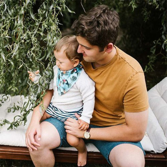 Babyono Toucans Μπαντάνα από 100% Βαμβάκι με Κουμπί Γαλάζια 2τμχ