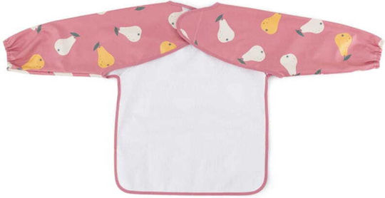 Petite & Mars Bavetă material textil cu autocolant & Buzunar Roz pentru 24 m+
