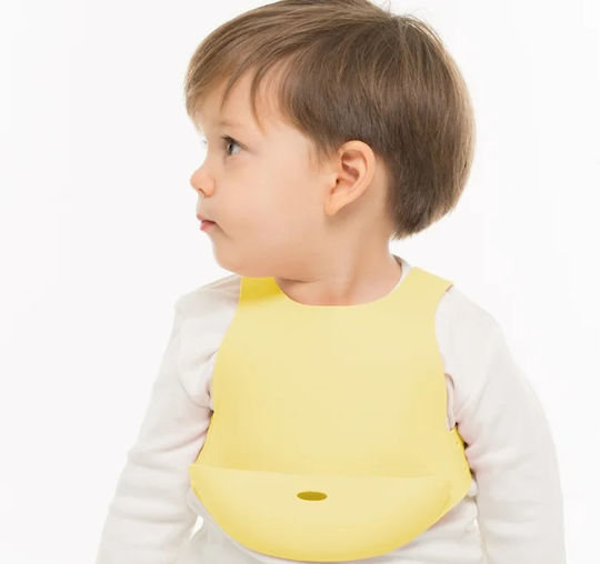 Minikoioi Impermeabila Bavetă Silicon cu Buzunar Mellow Yellow pentru 6 m+ Minikoioi Impermeabila Bavetă Silicon cu Buzunar Mellow Yellow pentru 6 m+