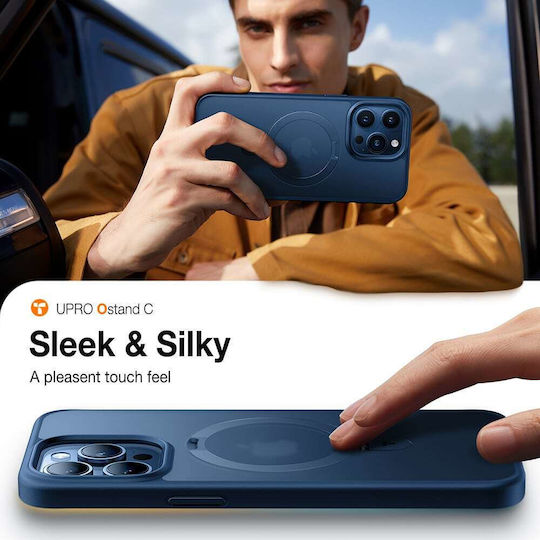 Torras Ostand Back Cover Silicone Navy Blue (iPhone 15 Pro Max)