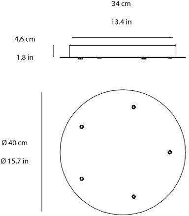 Ceiling Rosette 5 Sockets Φ40cm Zafferano Lgr0065 Gray