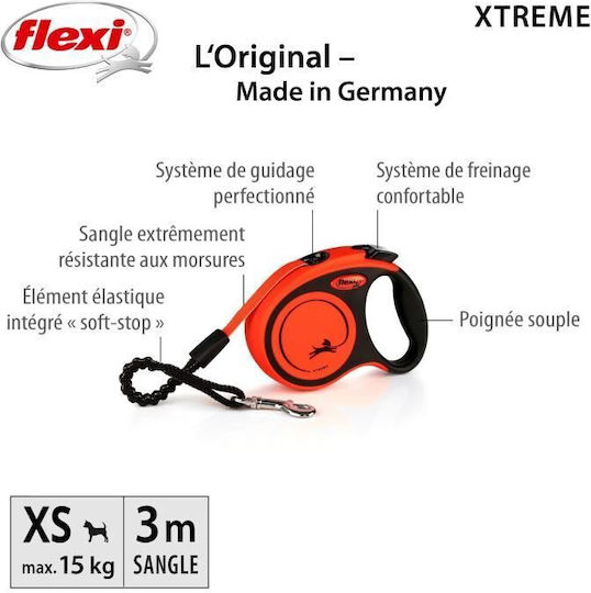 Flexi Λουρί/Οδηγός Σκύλου Ιμάντας Xtreme Xs Tape σε Μαύρο χρώμα 3m