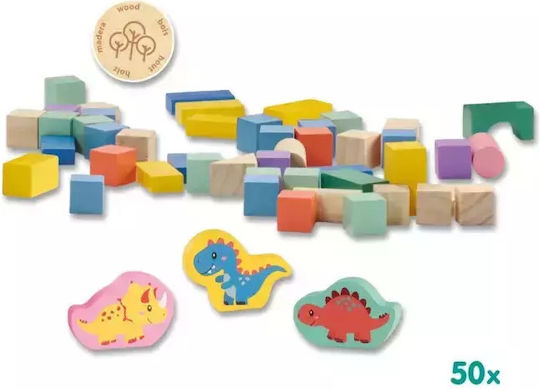 Ses Creative Wooden Building Blocks Dinos for 10+ Months 50 Pieces