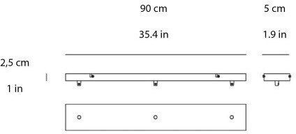Ροζέτα Οροφής 3 Υποδοχές Ορθογώνια 90cm Zafferano Lgr0053 Λευκό