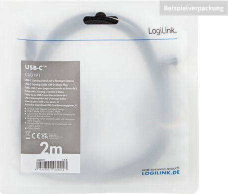 LogiLink Braided USB 2.0 Cable USB-C male - USB-A Μαύρο 2m CU0193
