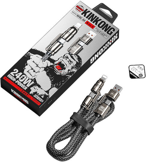 WK Regular la Cablu Lightning 240W Gri 1m