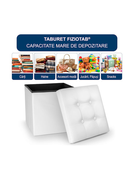 Scaune Suport pentru picioare Cu spațiu de depozitare Tapițat cu Piele Ecologică Alb 38x38x38buc