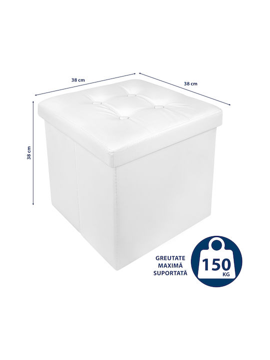 Scaune Suport pentru picioare Cu spațiu de depozitare Tapițat cu Piele Ecologică Alb 38x38x38buc