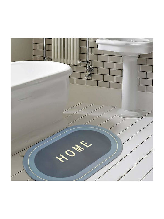 Non-Slip Bath Mat Oval Light Grey/blue 77x47.5cm