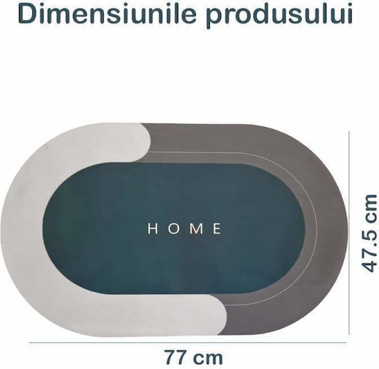 Antiderapant Covoraș de Baie Oval Gray/navy Blue 77x47.5buc
