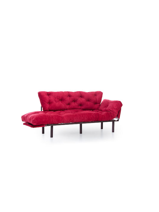 Nitta Three-Seater Couch Bed Maroon Red 185x70x85 cm
