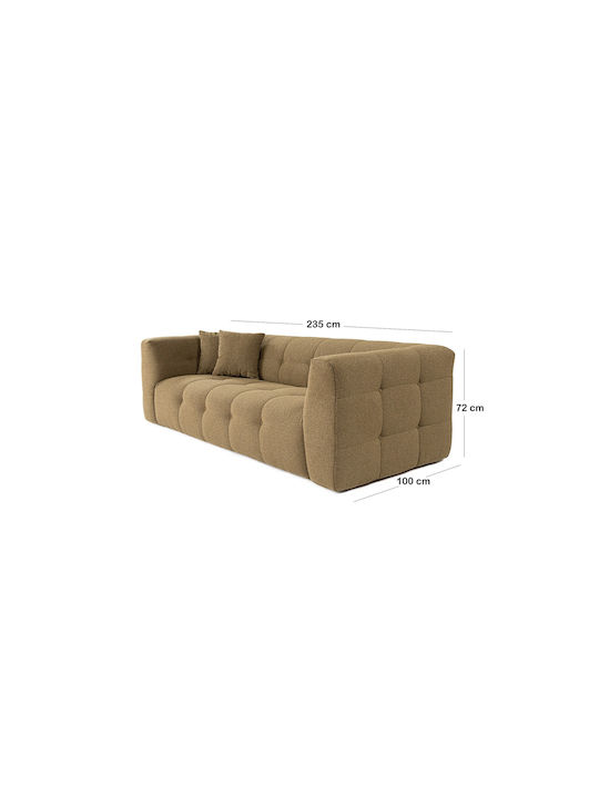 Cady Τριθέσιος Καναπές Khaki 235x100x72εκ.