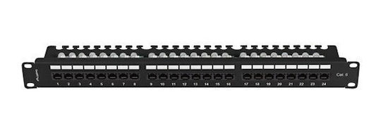 Lanberg Patch Panel for Rack 1U 19" with 24 cat6 Ports Black