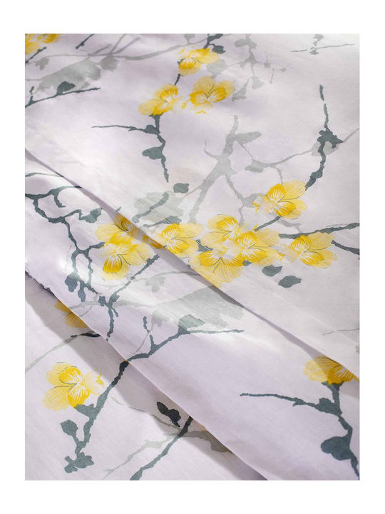 Peiraiki Patraiki Duvet Cover Set Cotton Queen with 2 Pillowcases 230x250 Exotic Flower Yellow