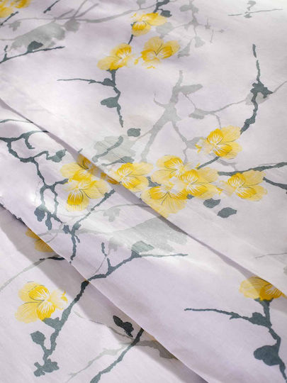Peiraiki Patraiki Duvet Cover Set Cotton Queen with 2 Pillowcases 230x250 Exotic Flower Yellow