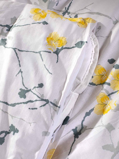 Peiraiki Patraiki Duvet Cover Set Cotton Single with Pillowcase 170x250 Exotic Flower Yellow