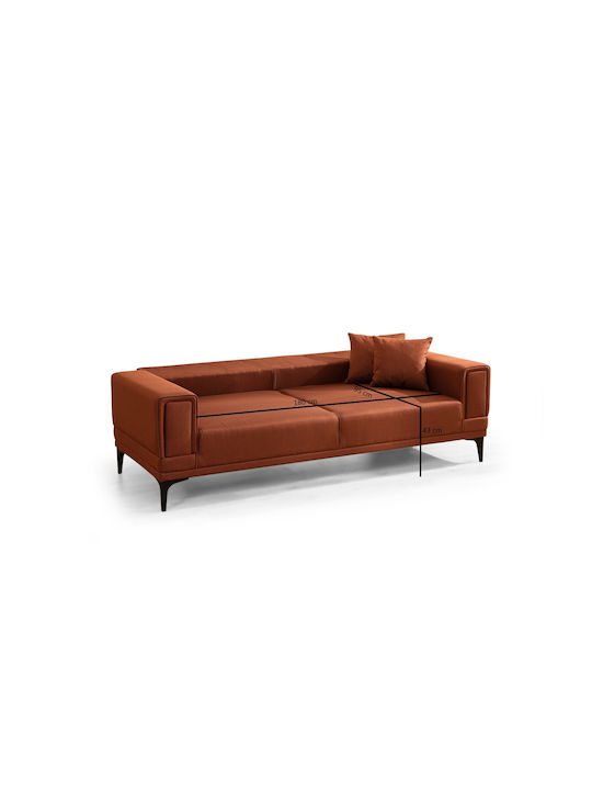 Horizon Триместен Диван Спалня Текстил Червен 230x95x77см
