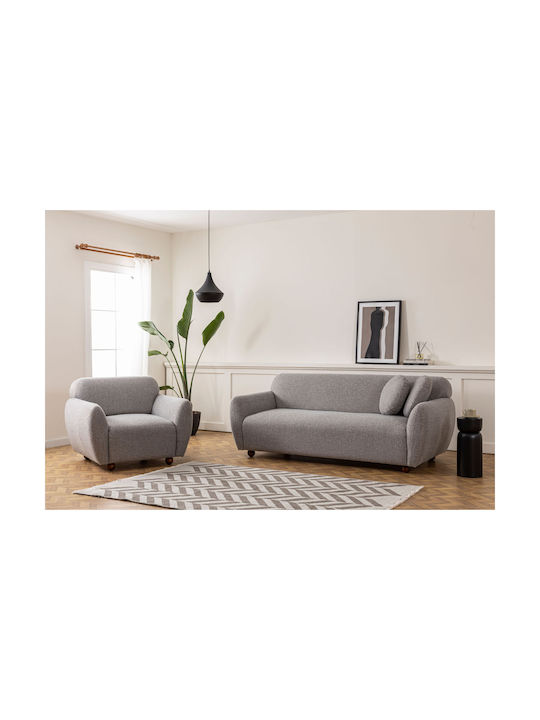 Eddy Τριθέσιος Καναπές Light Grey 223x83x86εκ.