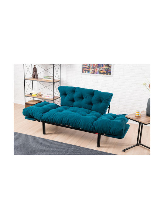 Two-Seater Couches Petrol Blue 155x70x85 cm