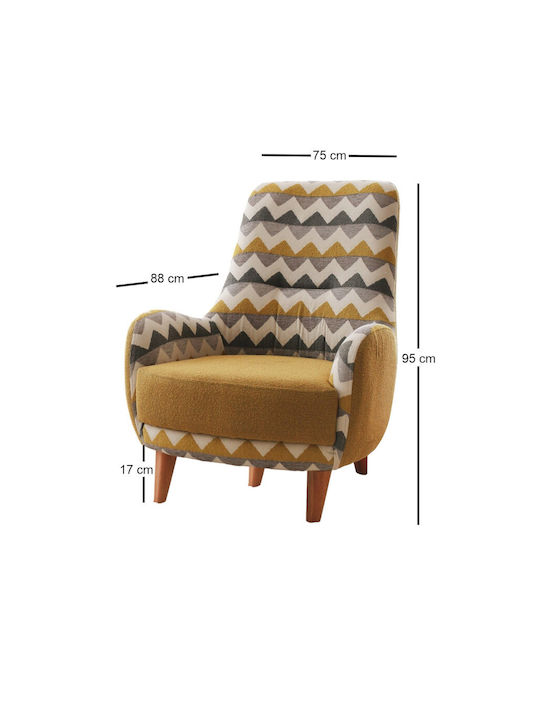 Zikzak Armchair Armchair - Berzera Multi-yellow 75x88x95cm