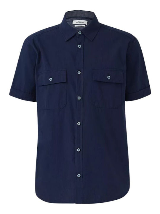 Kent Kurzärmlig Hemd Gestreift Dark Navy