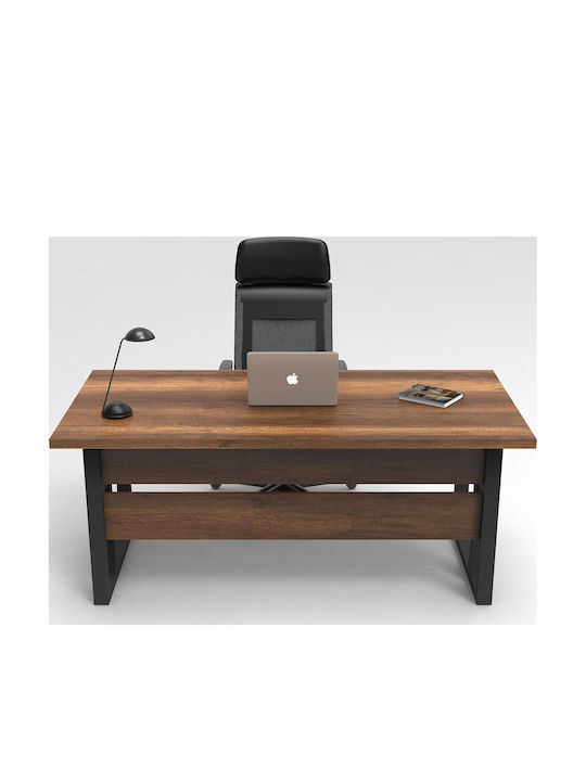 Γραφείο Mn01ba 956lcs1104 Ξύλινο Walnut-black 180x90x73εκ.