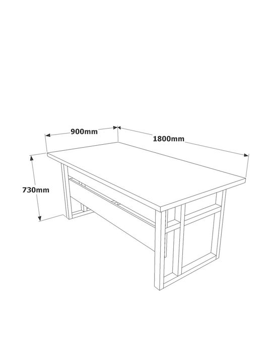 Γραφείο Mn01ba 956lcs1104 Ξύλινο Walnut-black 180x90x73εκ.