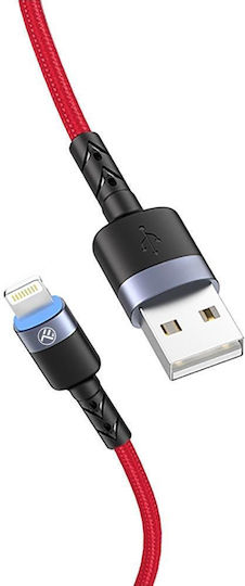 Tellur Lightning Cable Led 3a Nylon 1.2m Red