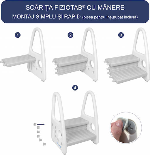 Mânere Scaunele Trepte Pentru Copii Fiziotab Tip Două Trepte Suprafață Antiderapantă Alb Gri