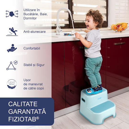 Fiziotab Scaun Treaptă Două Trepte Pentru Toaletă Suprafață Antiderapantă Scaun Treaptă Pentru Copii Albastru Deschis