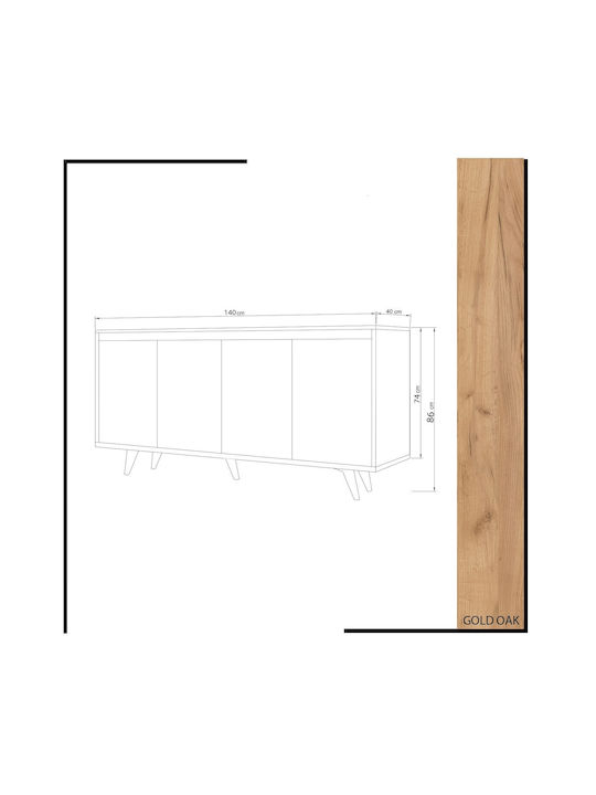 Μπουφές Shans Ξύλινος καφέ/λευκό 140x40x86cm