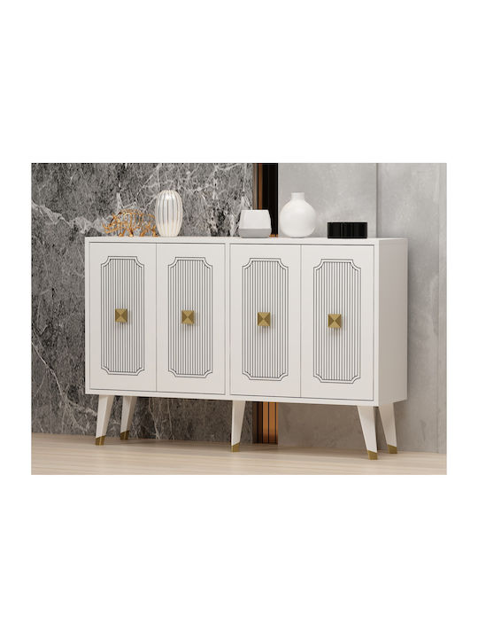 Sideboard Derasi Wooden White-gold 120x30x80cm