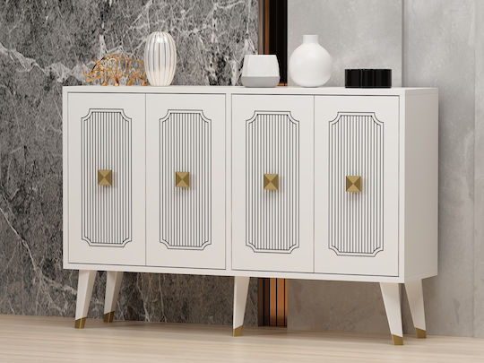 Μπουφές Derasi Ξύλινος White-gold 120x30x80cm Μπουφές Derasi Ξύλινος White-gold 120x30x80cm